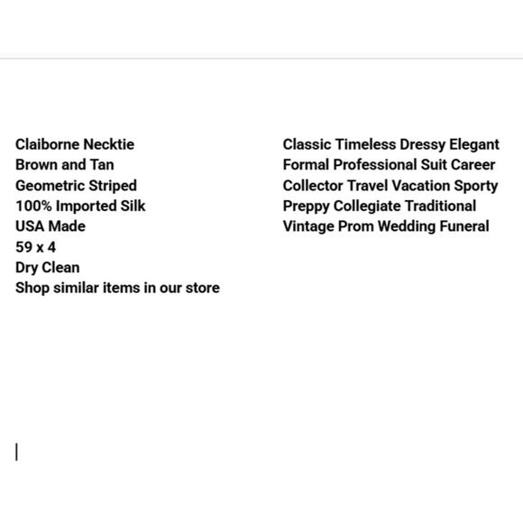 Vtg Claiborne Necktie Brown Tan Geometric Stripe Silk USA 59 x 4 Preppy Sporty - Picture 2 of 8